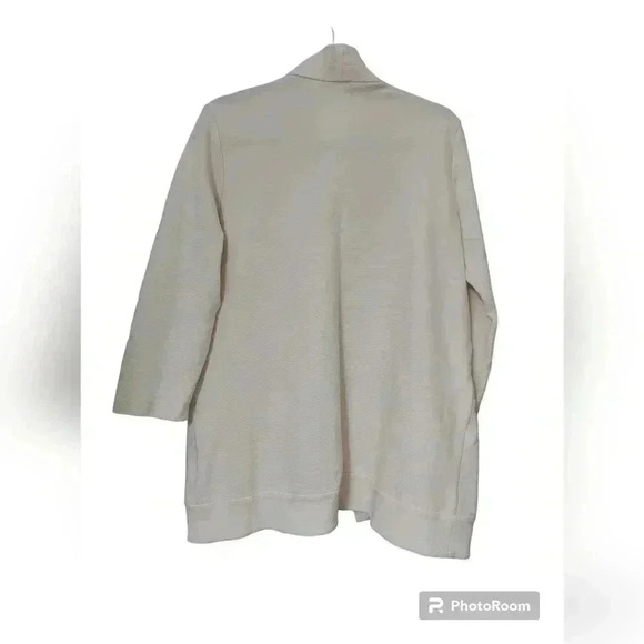 EILEEN FISHER Women’s Size S Ivory Organic Cotton Blend Rib Open Kimono Jacket - Picture 4 of 8